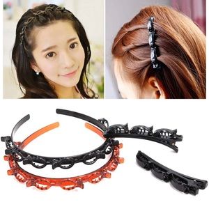 Fashion Double Layer Band Twist Plait Headband Hairpin Hair Claw Clips, Black Ma